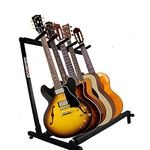 Alzarsi Universal Multi Guitar Stand Rack 5 Multiple Holder/Instrument Display Stand/Folding Padded/Storage Organizer/Band Stage/Bass Slot for Electric Acoustic Guitars Black