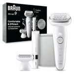 Braun Silk-épil 9 Epilator, Pivoting Head, Wet and Dry, Holiday Gifts for Women and Men Includes Body Trimmer, Shaver Head and Trimmer Comb,SES9-441