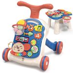 QDRAGON 3 in 1 Baby Walkers for Boys, Baby Push Walker and Activity Center, Sit to Stand Walker Toy, Early Learning Push Toys for Toddler Infant 12+ Months Blue