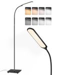 sympa LED Floor Lamp, Super Bright Dimmable LED Lamps for Living Room, Standing Lamp with Adjustable Gooseneck, Touch Control, Stable Base Floor Lamps for Bedroom Office (Black)