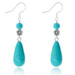 GLLBTPT Turquoise Dangle Earrings 925 Sterling Silver for Women Drop Earrings Boho Western Costume Jewelry for Women (water droplet)