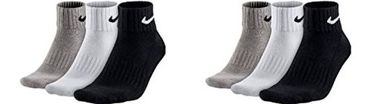 Nike Men's and Women's One Quater Socks, Short Socks, Ankle High, White, Black, Mixed (White, Grey, Black), 6 Pairs, Size 34, 36, 38, 40, 42, 44, 46, 48, 50 - gray, size: 38-42