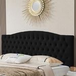 Befurtori Velvet Upholstered King/Cal King Headboard, Tufted Button Headboard for King/Cal King Bed, Neutral Curved Integrated Design with Tufted Solid Wood Head Board and Luxury Soft Padded, Black