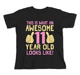 buzz shirts 11th Birthday Gift - This is What an Awesome 11 Year Old Looks Like - Girls Kids Organic T-Shirt (9/11 Years, Black)