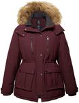 Wantdo Women's Plus Size Winter Coat Water-Repllent Puffer Jacket Warm Thicken Parka Overcoat with Removable Fur Hood Red 22