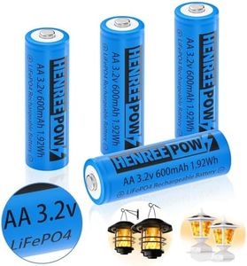 Henreepow 3.2v AA 600mAh Rechargeable Battery, LiFePo4 Double A Rechargeable Battery Low Self-Discharge, 3.2v Rechargeable Batteries for Solar Lights, Wall Lantern, Solar Post Lights（AA-3.2v-600mAh）