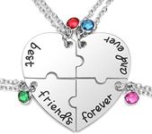 Jovivi Best Friends Forever and Ever Friendship Necklaces for 3/4,Alloy Heart Matching Puzzle Piece BBF Pendant Necklace Friendship Jewelry Birthday Gifts, Rhinestone, No Gemstone