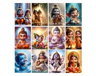 Posters Inc Pack Of 12 Baby Gods Posters, Home Decor Items for Living Room, Aesthetic Wall Stickers for Bedroom and Kitchen, Gifts for Pregnant Women And Children, 8x12 Inches Size Collage Art Kit