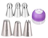 S.B. ANJALI SHALU BHAI Russian Ball Piping Nozzles 6Pc Set, Royale Mesum Russian Ball Tips with Dispossible Pastry Bag, Russian Ball Tips for Cake Decorating with Coupler for Cookie Cupcake Decorating