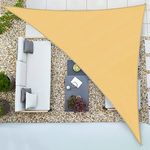 Duerer Sun Shade Sail Canopy 5 x 5 x 5m Triangle, 95% UV Block, Permeable 185GSM Sail Shade Cover for Patio, Garden, Pergola, Backyard, Outdoor Shade Facility & Activities - Sand