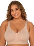 Fruit of the Loom Women's Plus-Size Wireless Cotton Bra, Sand, 42D