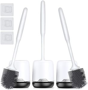 Lefree 3 Pack Silicone Toilet Bowl Brush and Holder Set with Ventilated Holder, Floor Standing & Wall Mounted Toilet Scrubber