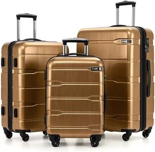 Coolife Luggage Expandable 3 Piece Sets PC+ABS Spinner Suitcase 20 inch 24 inch 28 inch (Black brown, 3 piece set)