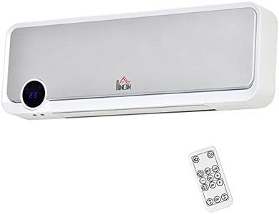 HOMCOM Radiateur mural soufflant oscillant 2000 W - chauffage céramique PTC - 3 niveaux de puissance - télécommande incluse blanc argenté