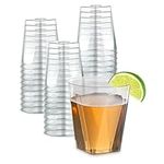 100 Clear Plastic Shot Glasses 2 OZ - Disposable Shot Glasses Bulk - Wine Tasting Cups - Small Plastic Tumbler - Square Shooter, Whiskey Mini Shot Cups - small plastic cups bulk