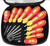 KAHEIGN 11Pcs Magnetic Screwdriver Set, 5 Size Heavy Duty Chrome Vanadium Steel Screwdriver 5 Flat & 5 Cross Head Screwdriver with Non-Slip Grip for Repair Home Improvement Craft - with Tool Bag