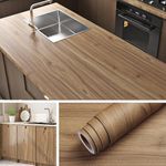 Livelynine 15.8x197inch Wood Grain Peel and Stick Wallpaper Brown Contact Paper for Countertops Shelves Counter Kitchen Worktop Countertop Vinyl Wrap Waterproof Wall Paper Self Adhesive Cabinet Liner