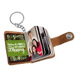 Flashing Click Personalized Leather Photo Keychain With 12 To 24 Photos Gift For Family, Couples Boyfriend, Anniversary Couples, Husband, Christmas Gifts, Brown