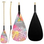 Z&J SPORT Outrigger Canoe Paddle Wooden Shaft, Tahiti Style Hybrid OC Paddle with Graphics Carbon Blade, Durable OC Paddle for Waka AMA, va’a, Bent Shaft & 12 Degree Blade (MS01,46")