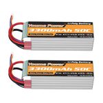 6S Lipo Battery 22.2V 3300mAh 50C RC Battery with Deans T Plug for RC Airplane Helicopter Quadcopter Drone Car Truck Boat Model (2 Packs)