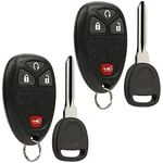 Car Key Fob Keyless Entry Remote with Ignition Key fits Chevy Silverado Avalanche Traverse/GMC Sierra Acadia/Pontiac Torrent/Suzuki XL-7, Set of 2