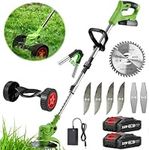 Electric Weed Eater 21V Weed Wacker Foldable Cordless Battery Powered Weedeaters String Trimmer with 2pcs 4.0Ah Batteries Lawn Trimmer Edger Telescopic Handle Low Noise for Home Garden Grass Trimming