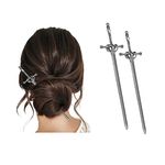 2 Pcs Vintage Girls Hair Chopsticks Comics Chinese Style Hair Pin Women Styling Hair Stick Hairpins for Long Hair, Hair Accessories（Black）