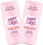 HAPPY CURVES All Over Whole Body Deodorant for Women - Aluminum-Free - Invisibile All Day Layer of Odor Control Only, for Sensitive Skin & Private Parts (Pack of 2, Herbal Citrus)