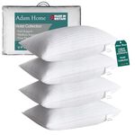 Adam Home Pillows 4 Pack Hotel Quality Pillows Side Sleeper Bounce Back Bed Pillow Hypoallergenic & Anti Dust Mite Resistant Premium Filled Hotel Pillows Pack of 4