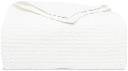 Organic Cotton White King Blanket - 100% Cotton, Waffle Weave, Breathable Bed Blanket - Extra Large, Lightweight, Premium Cotton Blanket - 108”x92” (White - King/California-King)