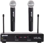 Gemini UHF-02M S12 Dual Wireless Handheld Microphone System - Ch 1 & 2 - DJ, Karaoke, and Podcasting Mic Set