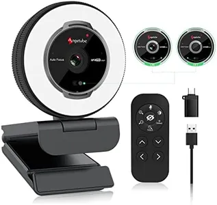 Angetube Streaming Webcam with Microphone: 1080P 60FPS USB Web Cam with Ring Light and Remote Control - HD Web Camera with 5X Digital Zoom Built in Privacy Cover,for PC|Computer|Laptop|Mac|Desktop