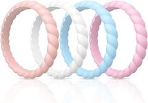 ThunderFit Thin Braided Silicone Wedding Bands for Women, Rubber Engagement Rings 3.5mm Wide 2mm Thick - 1/4/8/10/12/16 Variety Multipack