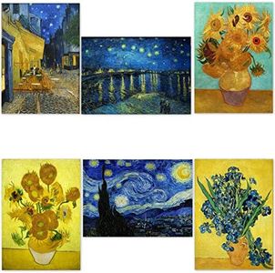 Vincent Van Gogh “Cafe Terrace at Night ＆ Sunflowers ＆ Starry Night Over The Rhone ＆ 3 Others” Poster 42㎝×29.7㎝(A3)【Made in Japan】＜fine Art Paper Print＞Print on a Thick Sheet of Paper Painting Wall Art