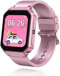 DERUI Smart Watch for Kids 3-12 Years Boys Girls, 26 Puzzle Games, Smartwatch with Camera, Pedometer, Stopwatch, Video Voice Music Player Calendar Alarm Clock Learn Card for Children Gifts (Pink)