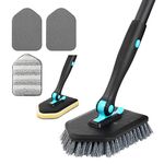 Tub & Tile Scrubber with Long Handle 51'' - 3 in 1 Scrub Cleaning Brush Stiff Bristles Brush Grout Brush for Kitchen Toilet Wall Bathtub Shower Bathroom Sink Window Baseboard (Black)