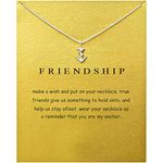 upeilxd Message Card Silver Anchor Pendant Necklace Friendship Sun Good Luck Elephant Pendant Butterfly Chain Necklace for Women Girl Gift (silver anchor)