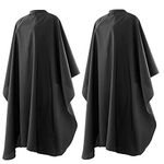 Professional Barber Cape, Salon Cape with Snap Closure for Hair Cutting, Nylon Water Resistant, 59 x 47 inches - Black - 2 Pcs