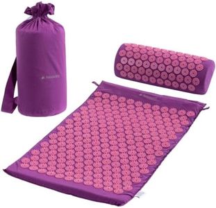 Navaris 2in1 Akupressur Massage Set - Akupressurmatte und Kissen mit Tasche - Akupressur Matte und Kopfkissen - Nadelmatte Violett