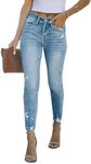 KUNMI Women's Mid Waisted Skinny Ri