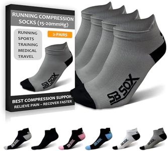 SB SOX Low Cut Athletic Socks – Compression Ankle Socks for Men & Women – 2 Pairs (US, Alpha, X-Large, Regular, Regular, Gray/Black)