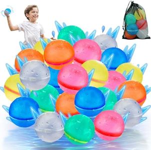 WABALLO Water Balloons, 24 Pcs Reusable Water Bomb with Mesh Bag for Summer Games, Magnetic Self Sealing Water Splash Ball Quick Fill, Outdoor Activities, Pool Toys, Beach Toys for Kids Adults
