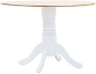 vidaXL Solid Rubber Wood Dining Table Kitchen Living Dining Room Dinner Table Indoor Home Restaurant Eating Table Wooden Furniture White and Brown