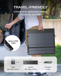 EF ECOFLOW 220W Portable Solar Panel – Bifacial, IP68 Waterproof, Foldable