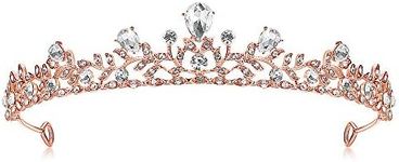 Lovelyshop Royal Crystal Princess Wedding Alloy Tiara Headpiece-Rose Gold