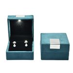 Moon Suede Finish Jewellery Boxes With LED Light (Green Suede) (Tops/Earrings (2.75x2.75))