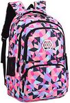 JiaYou Girl Flower Printed Primary Junior High University School Bag Bookbag Backpack (19L, Style B Black)