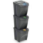 Guaranteed4less 3 x 25L Recycle Bins Food Stackable Waste Recycling Kitchen Garden Dustbin Lids