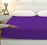 Sweet Dream's 850 Collection Egyptian Cotton Fitted Bedsheet 4 to 12 Inch Matress 15" Drop King Size Bed (72x78) Inches (6 by 6.5) Feet + 2 Pillow Covers (18x28), Purple