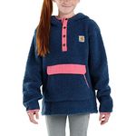 Carhartt Kid's CA9898 Long-Sleeve Fleece Quarter-Snap Sweatshirt - Girls, Dark Denim, XS